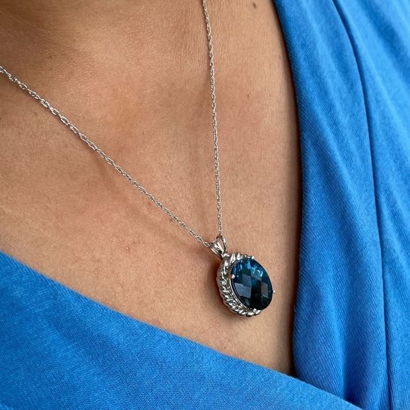 Clyde Duneier London Blue Topaz 14K & 10K Necklace - Picture 11 of 13